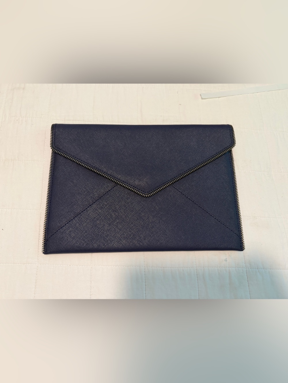 Rebecca Minkoff Navy Blue Envelope Clutch with Zipper Trim